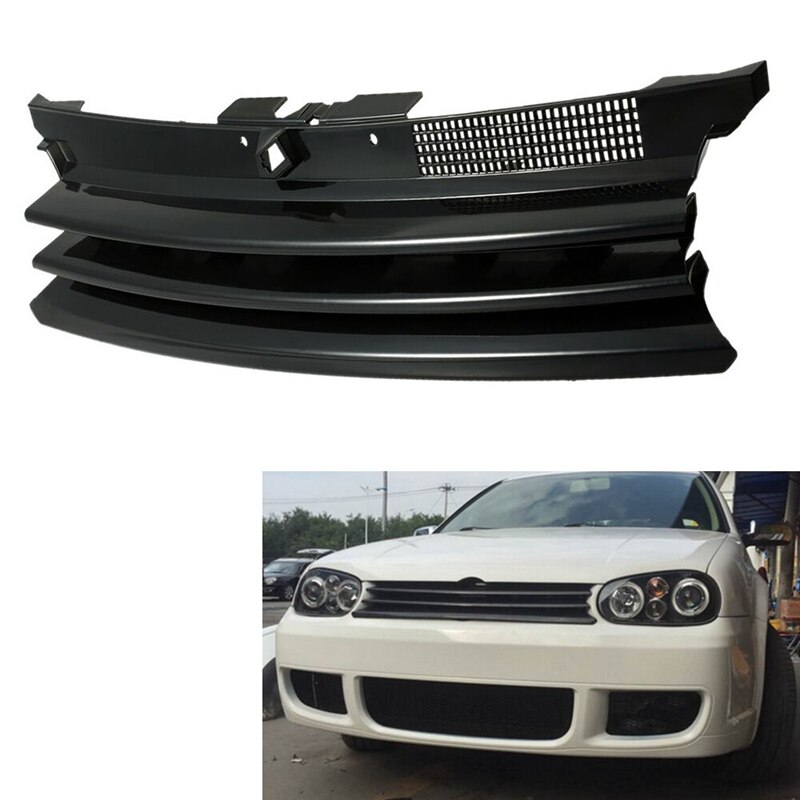 Rejilla delantera de capó negra para Volkswagen GOLF 4 MK4 GTI R32 1997-2004 1J0853655G: Default Title