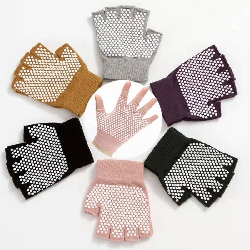 Gants de Yoga antidérapants pour femmes, 1 paire, pour Fitness, gymnastique, Pilates, équilibre, , entraînement, protection des mains, demi-doigt