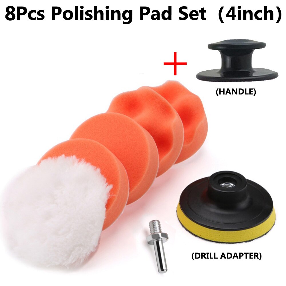 Kit de almohadillas de pulido Manual, almohadillas de pulido Manual, 4 pulgadas, encerado, mango de pinza de espuma, kit de corrección de pintura de taladro, búfer detallado, 8 Uds.