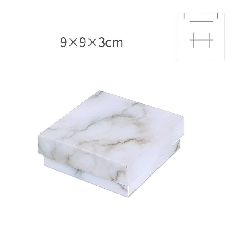 Pahvi korulaatikko säilytysnäyttö kantolaatikko kaulakoruille rannekorut korvakorut neliö suorakulmio marmori valkoinen käsintehty itse tehty: 9 x 9 x 3cm