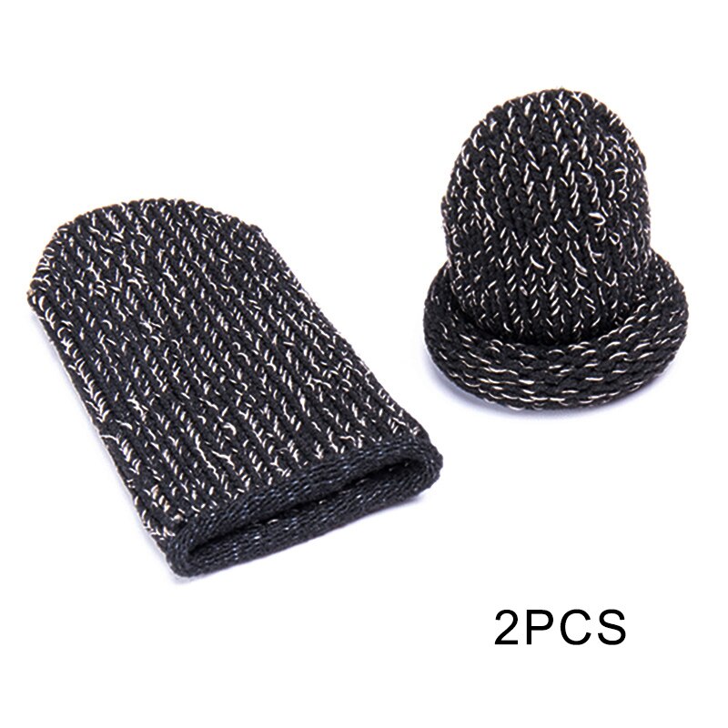 2 st gaming finger sleeves antislip anti-svett skydd för telefon spel controller finger känslig andas mobil touch: Svart