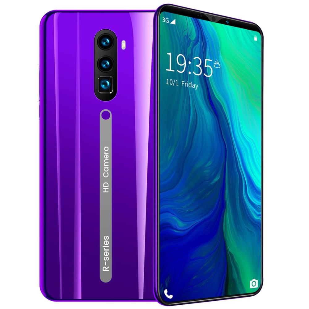 Rino3 Pro 5.8 Inch Screen Android Phone Purple Water Screen Smartphone Solid Color Mobile Phone Cool Shape: purple US