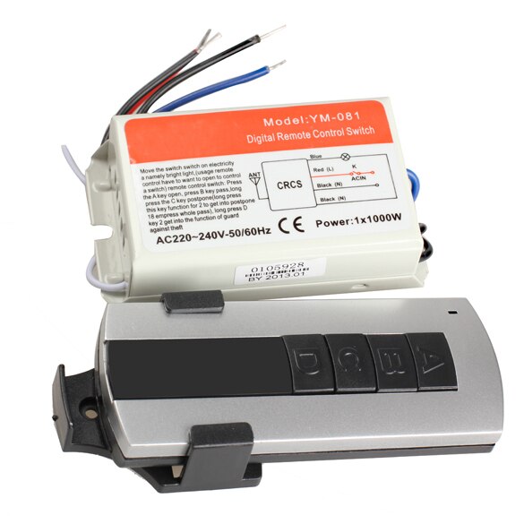 Interruptor de Control remoto inalámbrico para lámpara, interruptor de Control remoto Digital para lámpara de iluminación inteligente, 1/2/3/4 vías de encendido/apagado, 220V: 1 Port