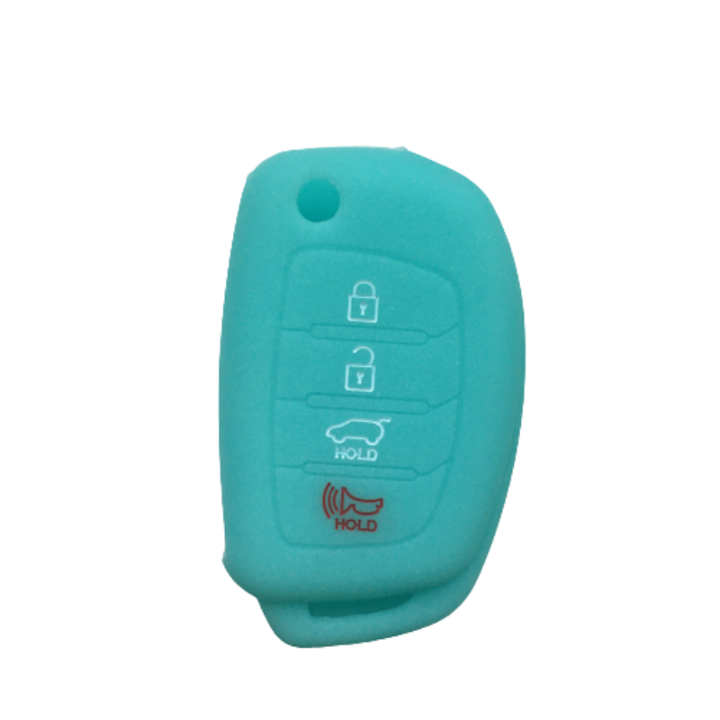 Geschikt Voor Hyundai IX35 Vouwen 4-Knop Autosleutel Case Soft Rubber Silicone Sleutel Shell Anti-Diefstal Afstandsbediening controle Beschermende Cove: Luminous blue