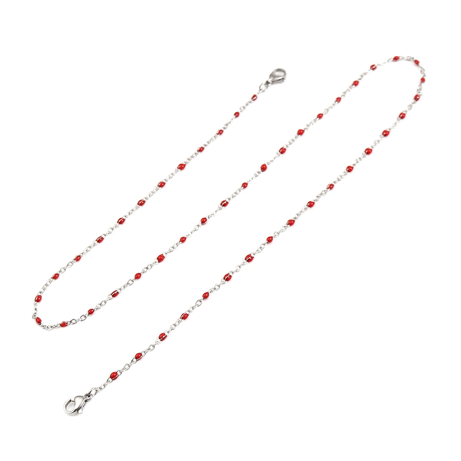 Stainless Steel Neck Strap Lariat Lanyard Enamel Beads Chains Necklace 51cm long For Face Mask And Glasses Decoration, 1 Piece