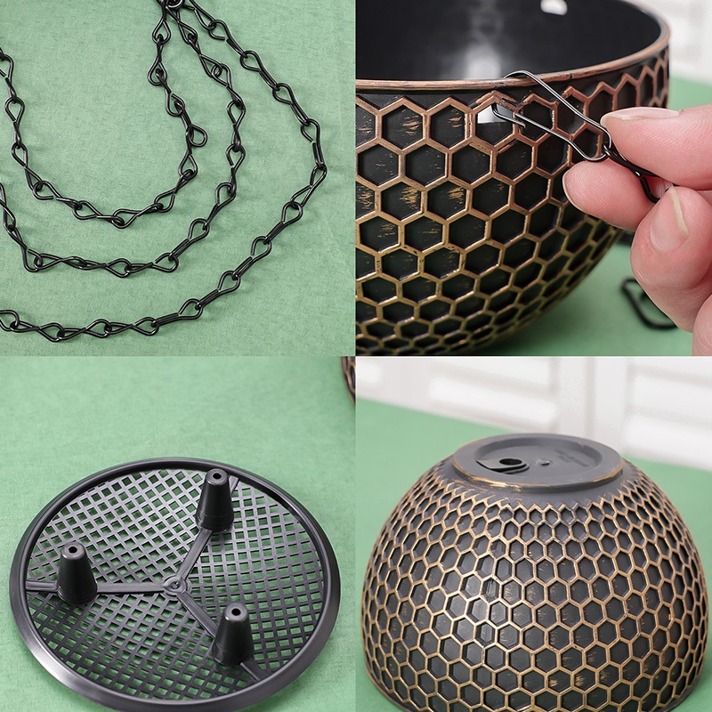 1 Stuk 10Cm (H) Imitatie Rotan Geweven Hangende Mand Bloempot Plastic (Inclusief Ketting) Huis Tuin Groene Plant Plantion