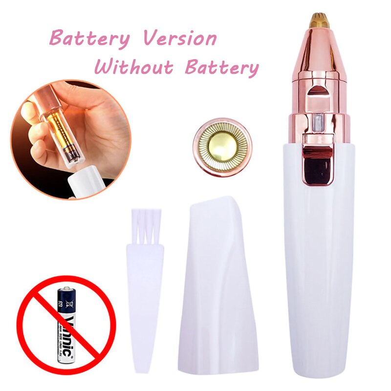 2 In 1 Elektrische Wenkbrauw Trimmer Pijnloos Epilator Vrouwen Draagbare Mini Scheerapparaat Make-Up Wenkbrauw Trimmen Wasbare: C