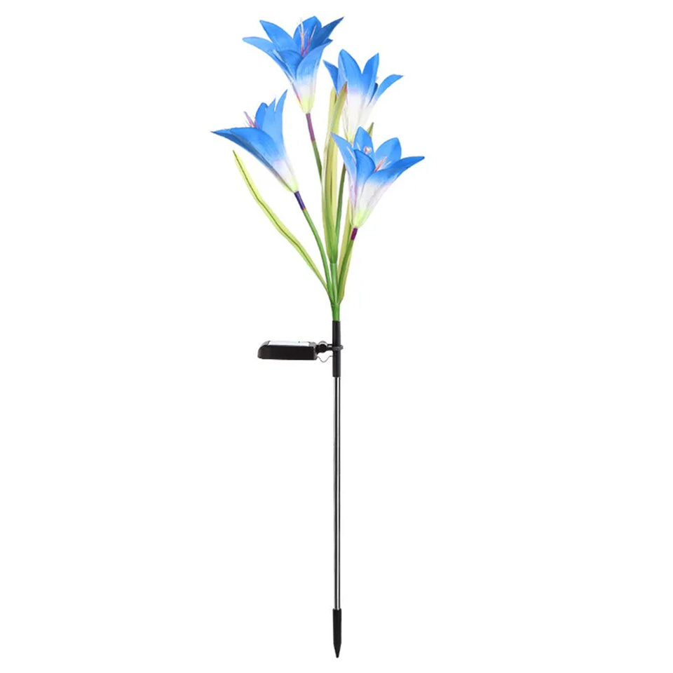 Lily Flower Solar Outdoor Light Ip65 Waterproof Solar Powered for Garden Pathway Landscape Lights Courtyard Yard Decoration: Sea Blue