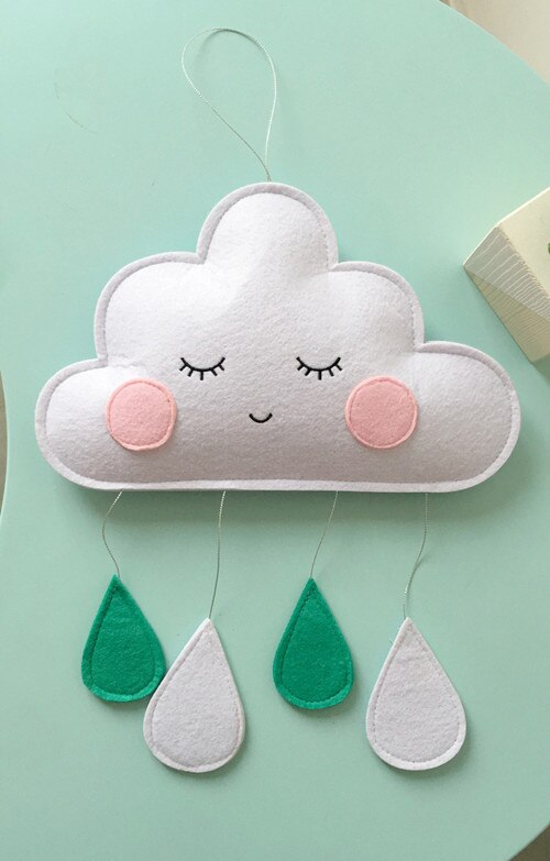 50cm * 28cm Regenbogen Wolken Neugeborenen Baby Schlafzimmer Dekor Hängen Spielzeug freundlicher Krippe Hängen Dekoration freundlicher Spielen Zelt dekoration Zelt: Weiß Grün