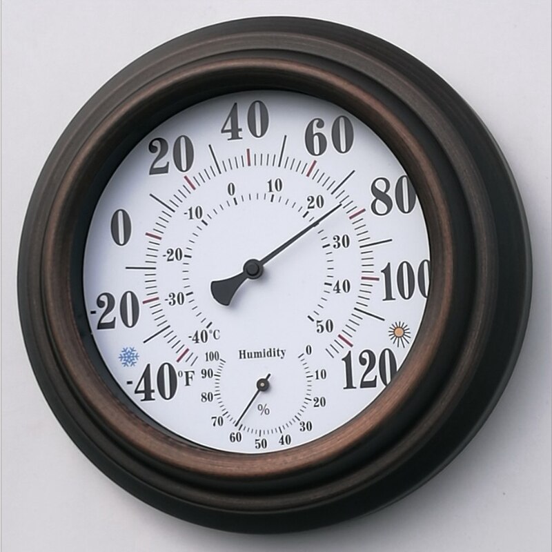 20cm retro termometer hygrometer antikk malt jern skall temperatur og fuktighet måleinstrument for innendørs utendørs
