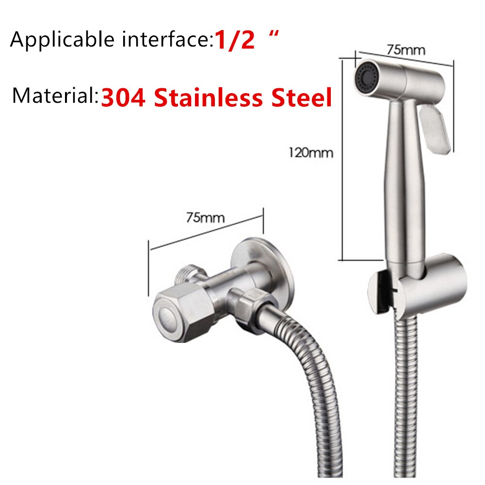 Stainless Steel Handheld Toilet Bidet Sprayer for 2CM Port Bathroom Cleaning Tools for Feminine Wash Baby Washer Bathing Pet