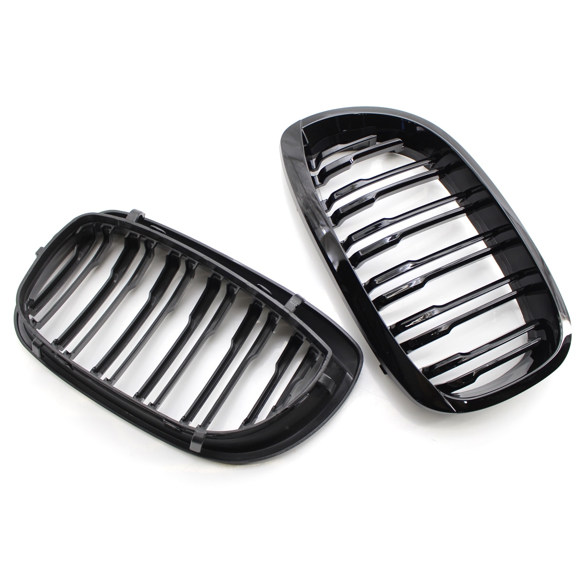 1 paar Schwarz Glänzend Doppel Lamellen Niere Grill Ersatz für BMW 3Serie E46 Coupe Cabrio 2003-2006 51137064317 51137064318