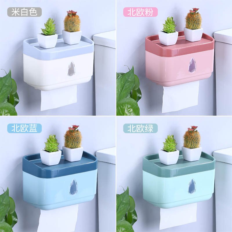 Toilet Plastic Tissue Box Household Punch-free Roll Paper Box Bathroom Wall-mounted Toilet Paper Storage Rack Kitchen Items