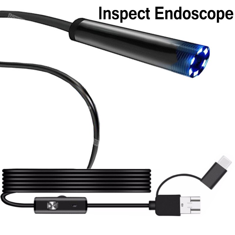Android USB Endoscope Camera 5.5mm 7mm Lens Snake Soft Cable Tube Inspect Endoscope 6 Leds Light Waterproof Borescope For Phone