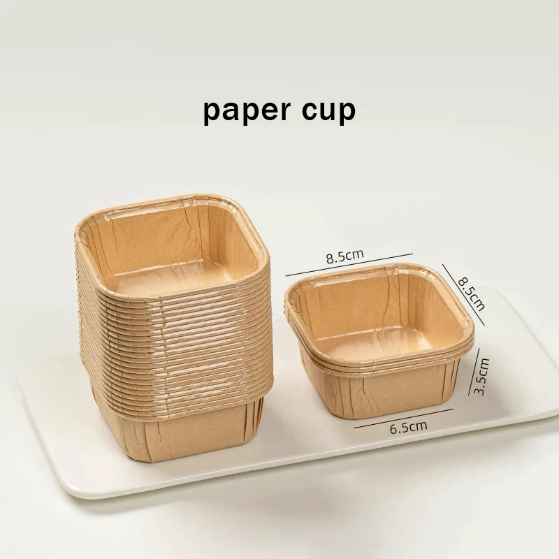 50pcs Square Cake Paper Holders Bread Dessert Pastry Packaging Boxes Disposable Oil Proof Paper Cups Cake Tools Kitchen Supplies: black