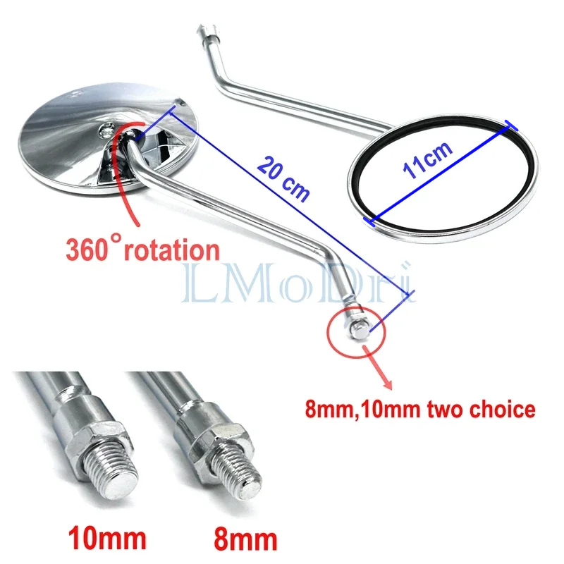 Espejo retrovisor Universal LMODRI para motocicleta, espejos retrovisores de 8mm y 10mm para Honda