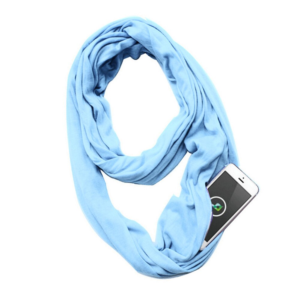 Effen Opslag Outdoor Loop Sjaal Met Ritsvak Flexibele Warm Houden Winddicht Vrouwen Winter Convertible Sjaal Lichtgewicht: meer blauw