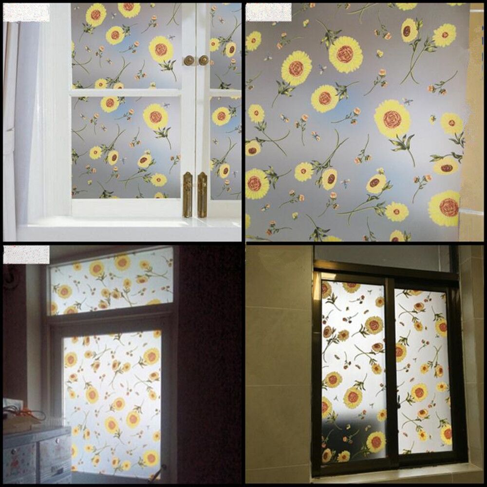 Sunice fönsterfilm privatliv självhäftande fönsterdekoration klistermärke med lim glas fönster pvc klistermärken hem sovrum kontor film