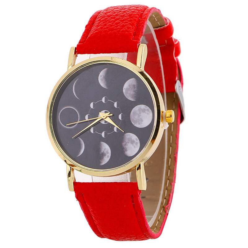 Moon Phase Serie Armband Horloge Vrouwen Horloge Mode Persoonlijkheid Vrouw Horloge Casual Quartz Horloge Vrouwen Horloge: red