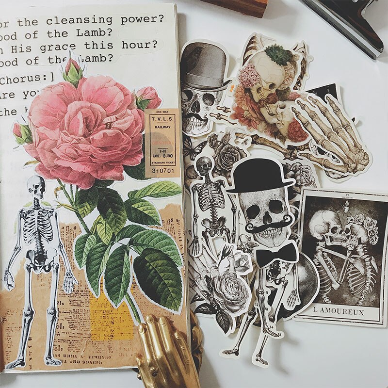 14Pcs/Set Sexy Skeleton Bone Skull Vintage Sticker... – Grandado