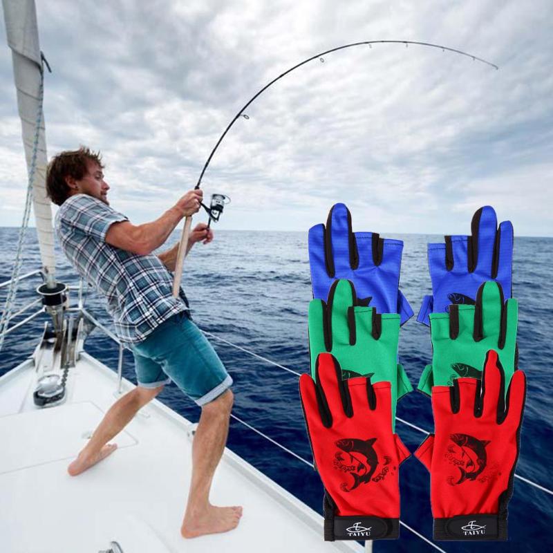 1 Paar Sport Vissen Handschoenen 3 Half-Vinger Ademende Anti-Slip Handschoen Voor Vissen Fietsen Klimmen Outdoor Sport en Vissen