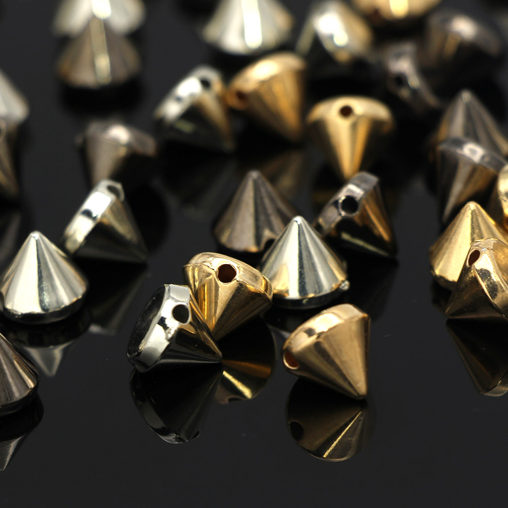 100Pcs Goud Zilver Zwart Cone Studs Plastic Klinknagel Voor Leer Craft Studs Voor Kleding Naaien Spikes Kledingstuk Punk Accessoires