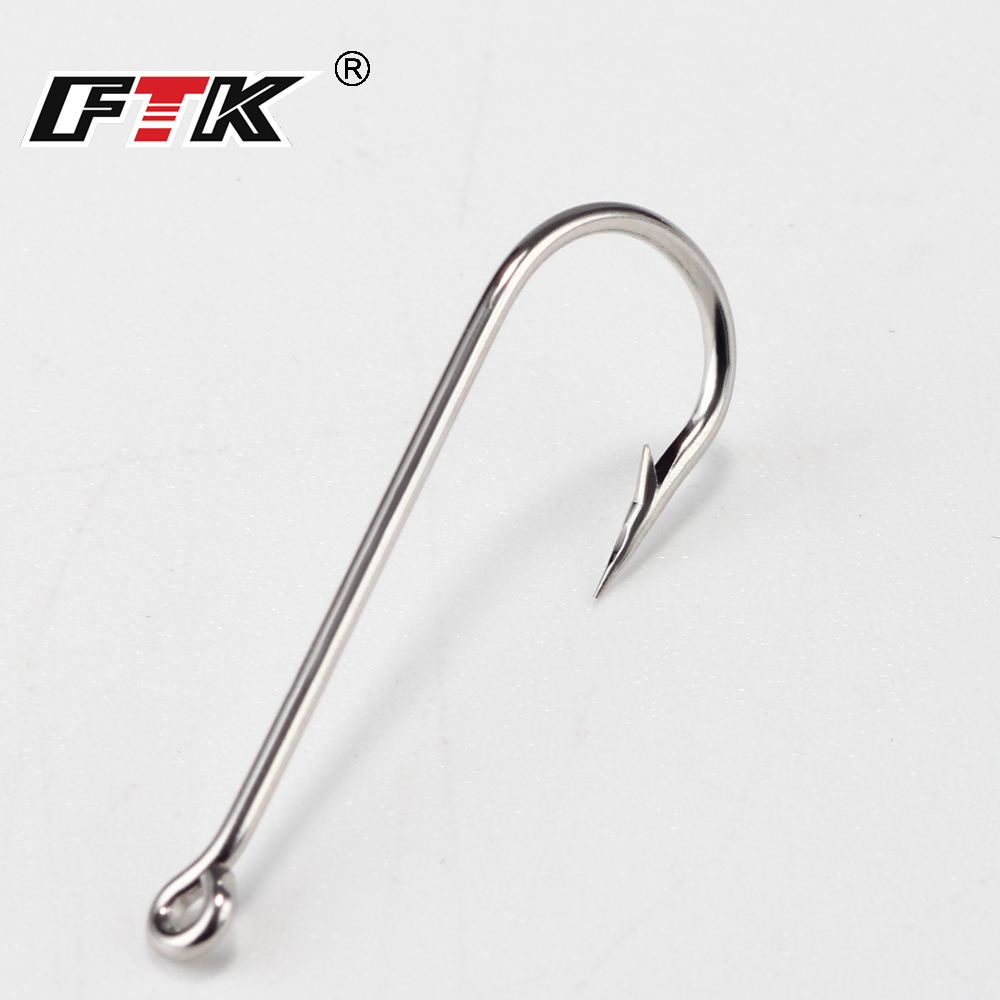 FTK 10#-20# 100Pcs/Box Bent Sea Round Hook 2335 Nickel Big Ringed Hooks From Norway For Jigging Carp Fishhook Fishing Tackle