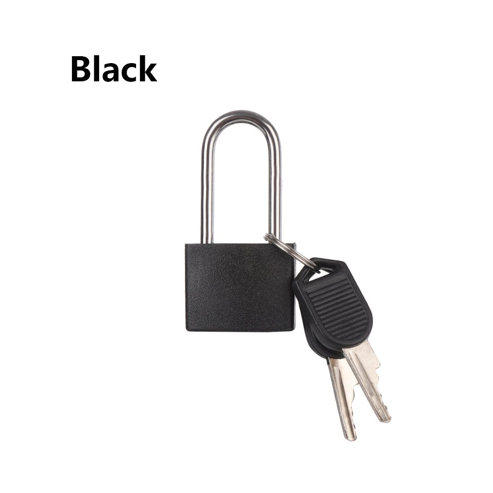 Colorful 1set Lengthen Mini Strong Steel Padlock Travel Tiny Suitcase Lock with 2 Keys Diary Protector: Black