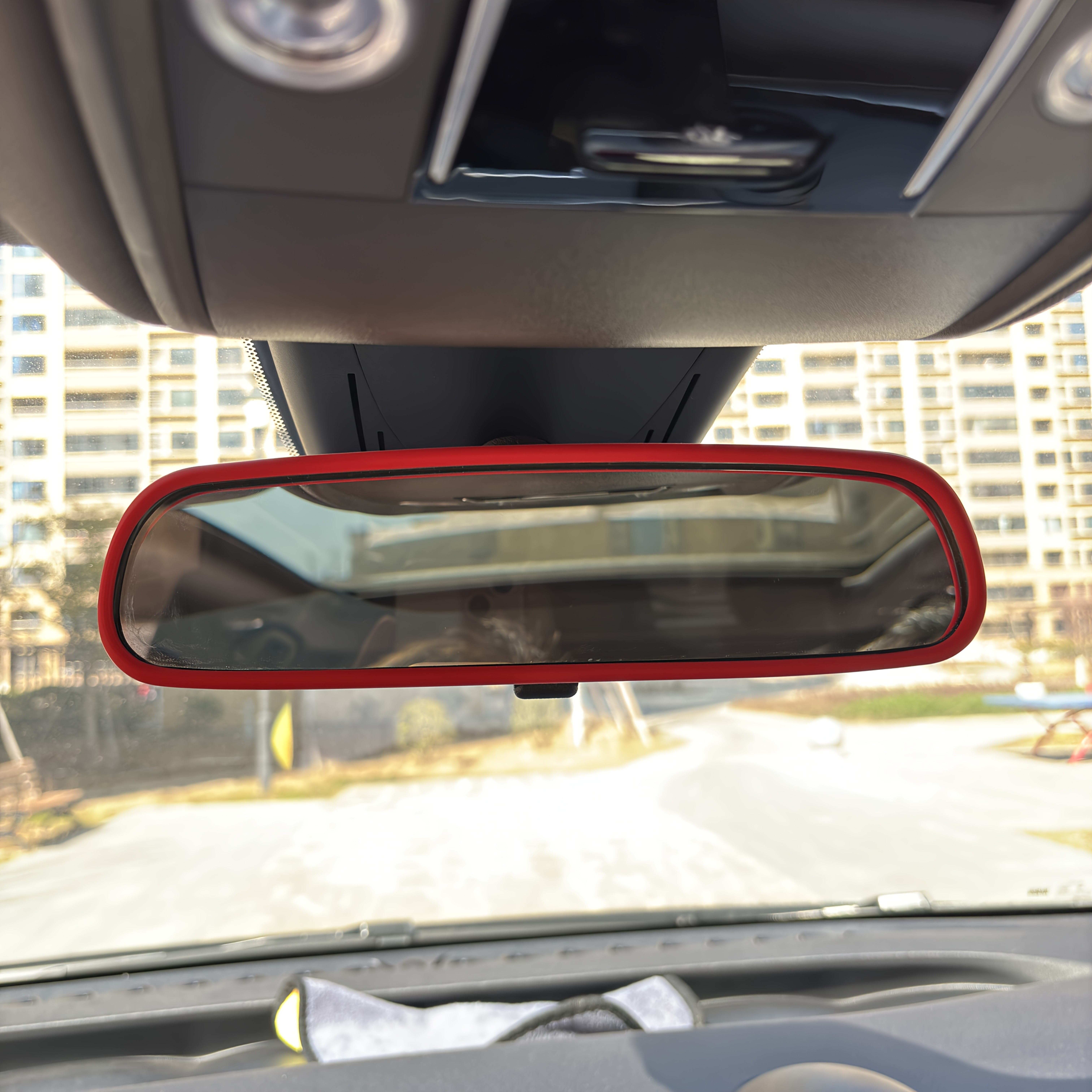 Bildekoration med beskyttelsesdæksel til indvendigt bakspejl, flerfarvet silikone antikollision, universel type