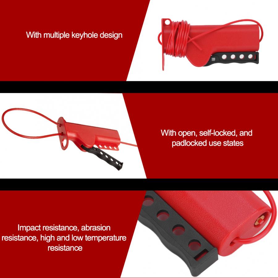 Safety Cable Lockout Adjustable Nylon Cable Lockout Irregular Industrial Equipment Safety Lock Device 1.6m / 5.2ft