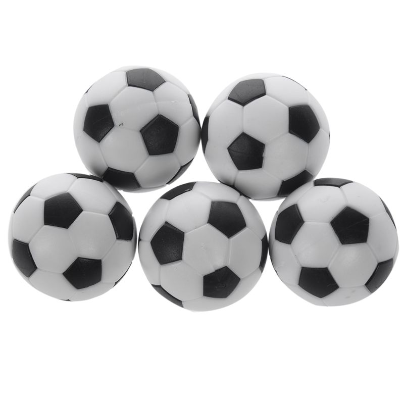 5x Plastic 32mm Voetbal Indoor Tafel Voetbal Bal Vervangen Zwart + wit