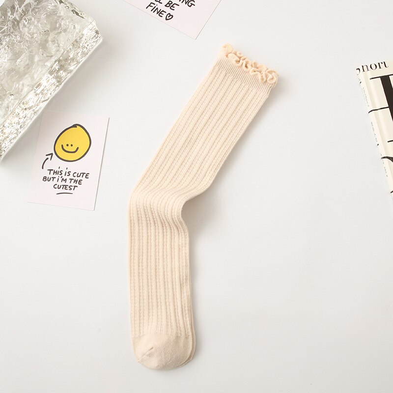 Calcetines altos hasta la rodilla para niños y niñas, calcetín de algodón, transpirable, primavera y otoño, 2022: beige