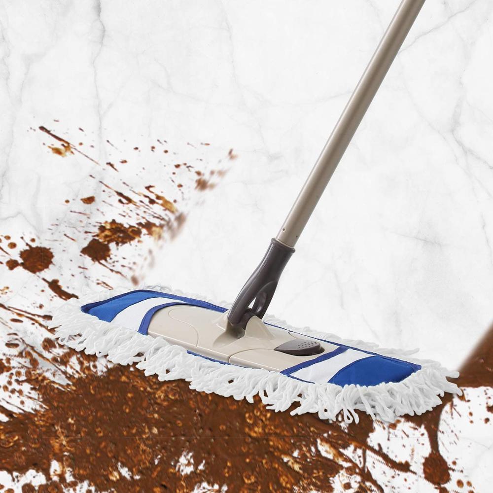 Flat Mop Microfiber Mops for Floor Cleaning with Extendable Adjustable Handle and 2 Washable Mops Pads for Wet & Dry Floor Clean