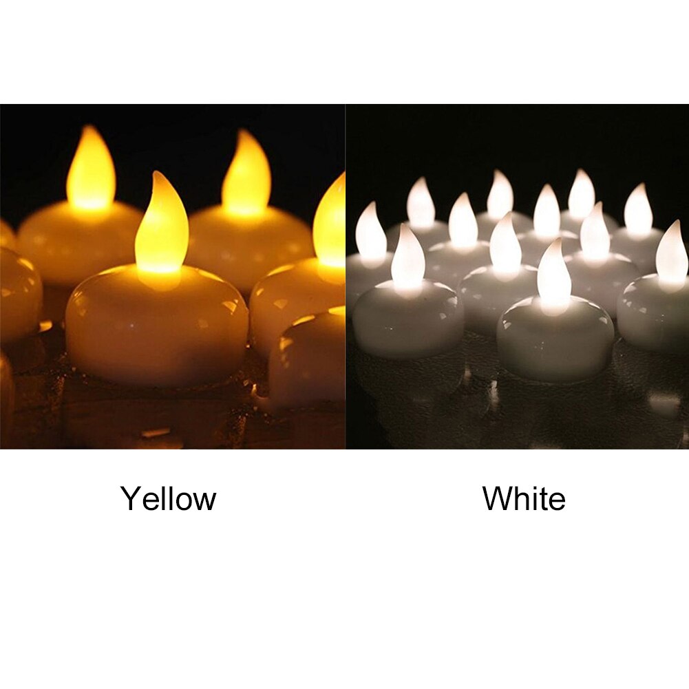 12pcs Candle Lamp Waterproof Float On Water Home Decor Flameless For Wedding Led Battery Operated Flickering Party Floating