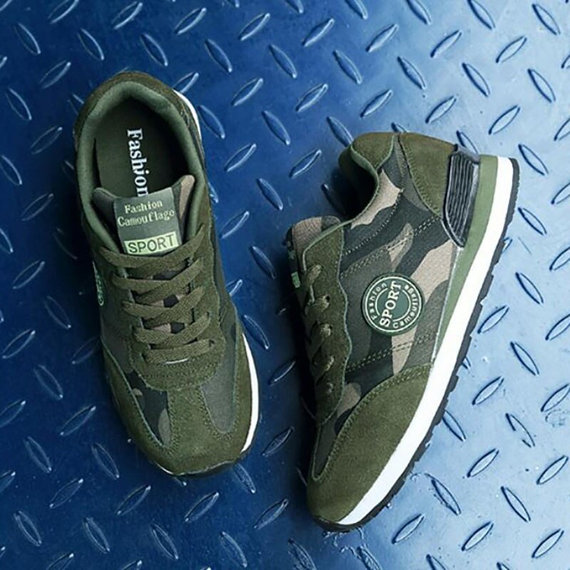 COWCOM-baskets de Camouflage à semelle plate, d'été, chaussures, dentelle, vert, armée, chaussures pour femmes, baskets, CYL-A07