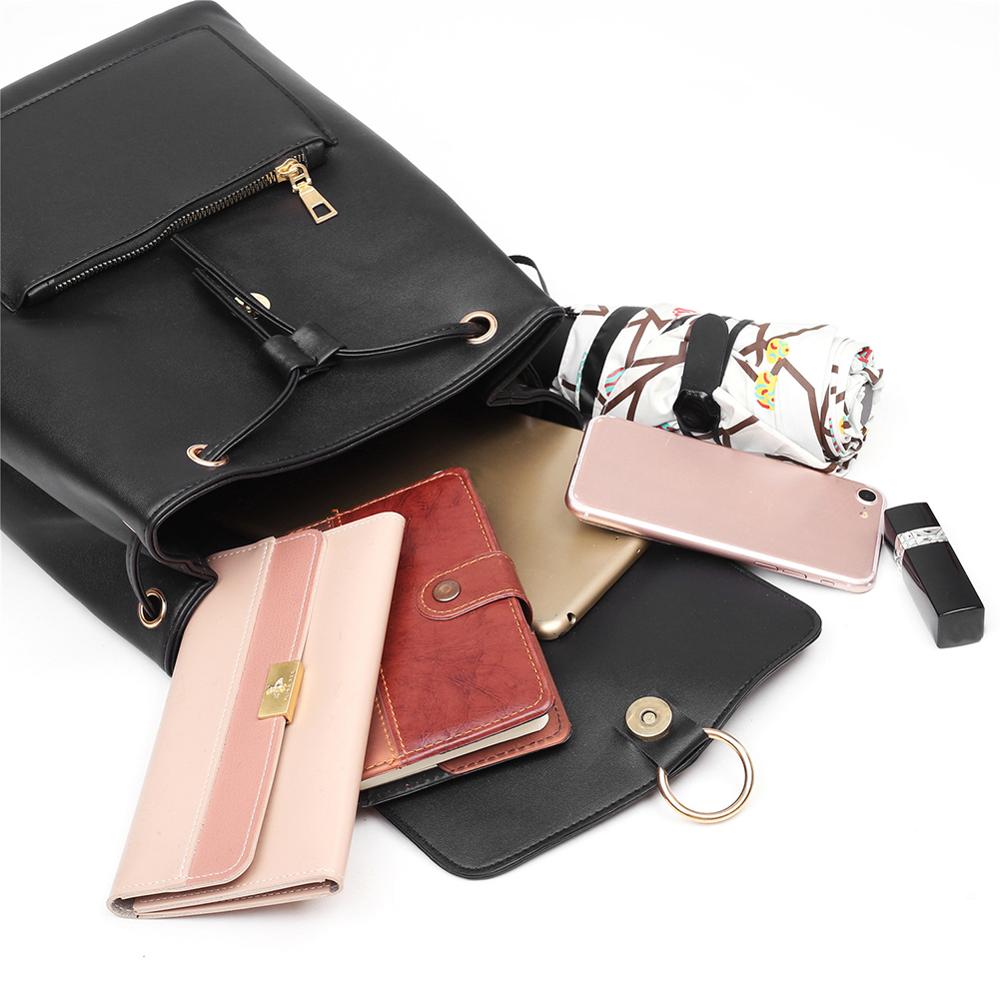 Women Travel Backpack Soft PU Leather Backpack Girls School Bags Teenager Leisure Shoulder Bag