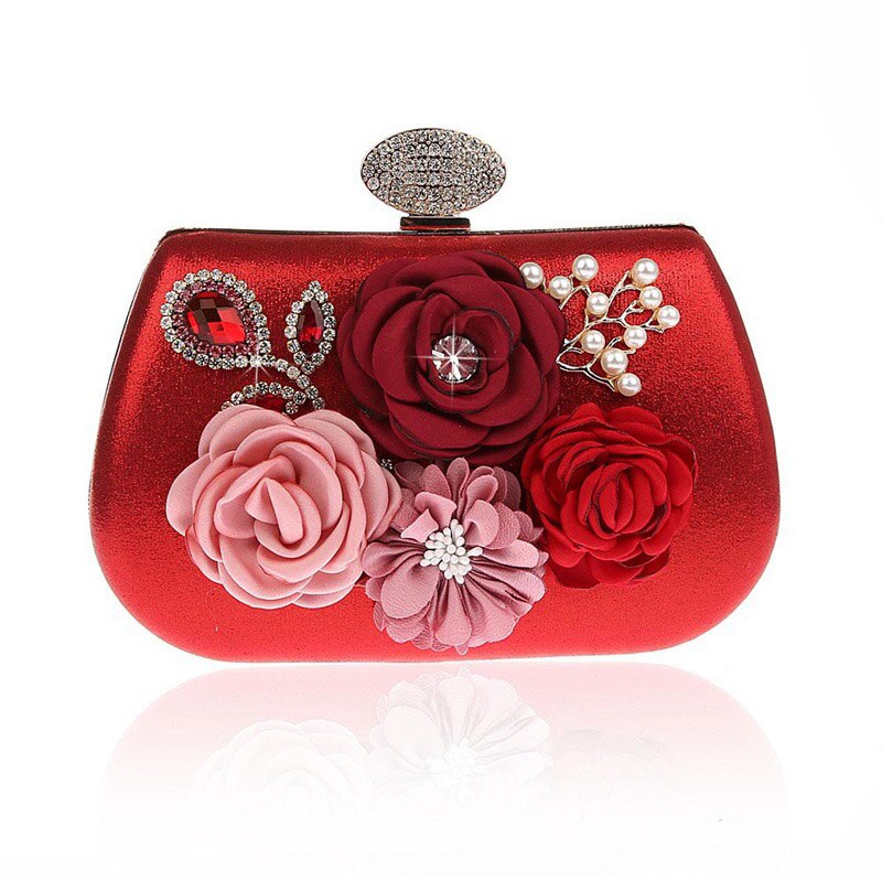 Sac à main bleu doré pour femmes | Pochette pour femmes à fleurs exquises, pochettes de soirée pour Banquet de mariage, sacs à main ZD1068: Red
