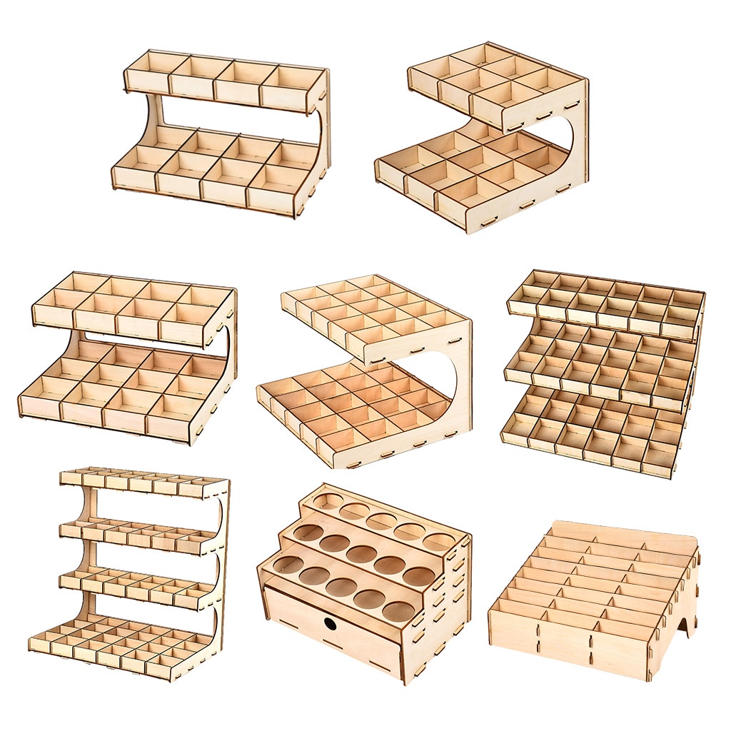 DIY Craft Pigment Color Paint Ink Wooden Storage Rack Model Holder Stand