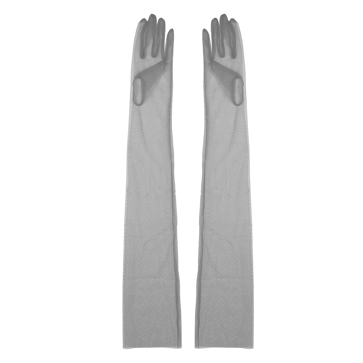 Luvas de tule transparente ultra-finas, luvas ultra longas cotovelo, acessório para tirar foto, dia das bruxas, moda feminina: Azul