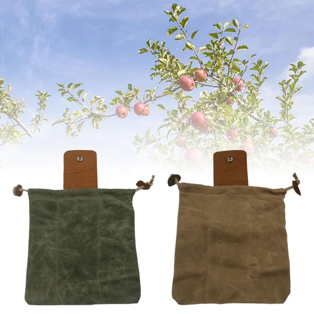 Leather and Canvas Bushcraft Bag Garden Fruit Picking Bag Outdoor Camping Storage Bag Waist Hanging Tool Bag