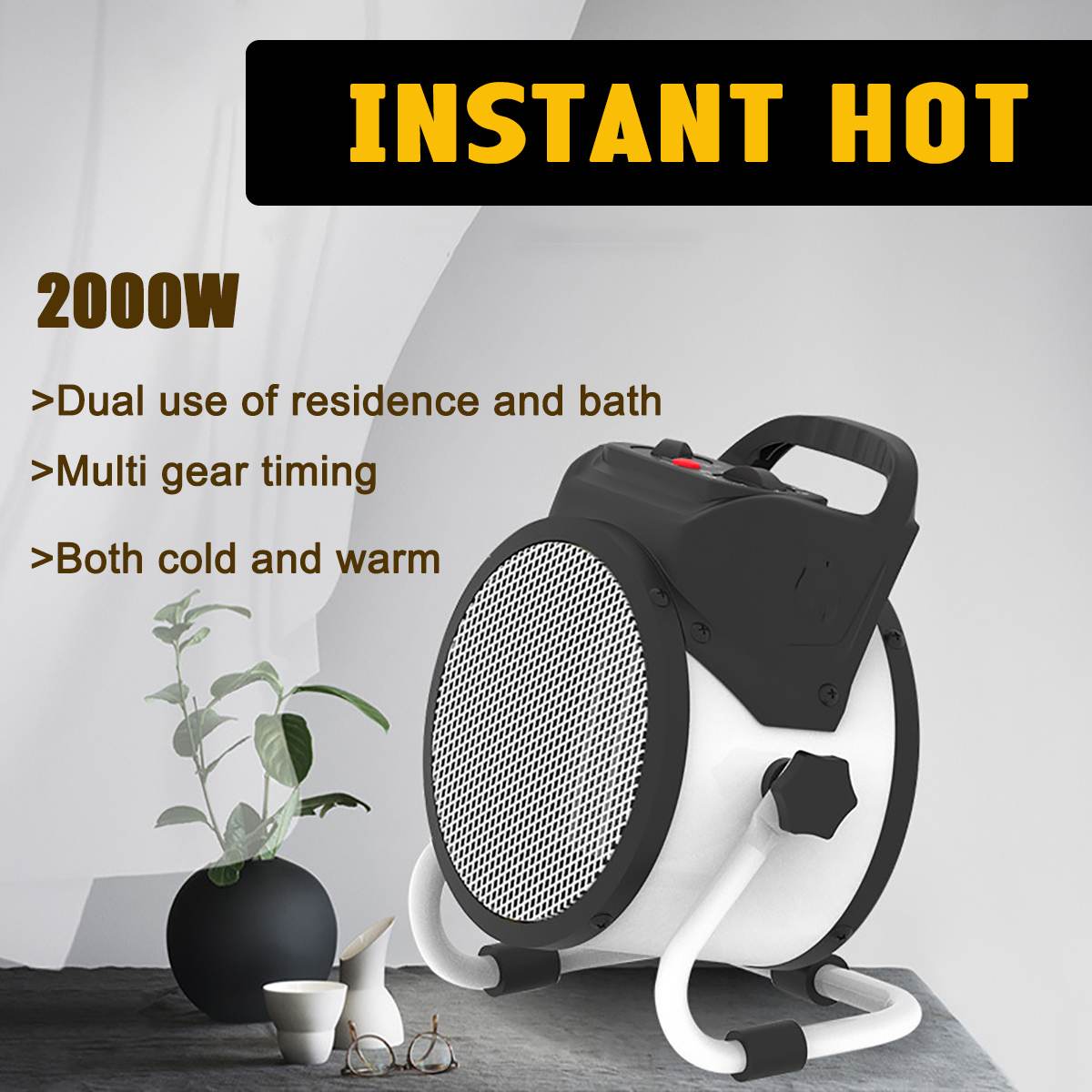 2000W Draagbare Ventilator Kachel Mini Elektrische Kachel Badkamer Radiator Elektrische Warme Lucht Ventilator Voor Thuis Kantoor Kachels Warmer fan