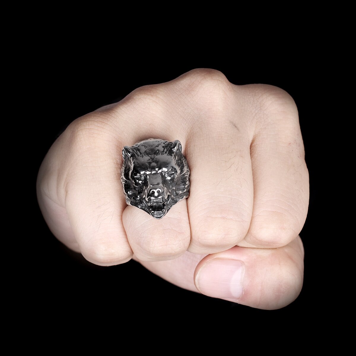 Roestvrij Staal Mannen Ringen Beer Dier Rock Punk Hip Hop Persoonlijkheid Voor Biker Mannelijke Vriendje Sieraden Creativiteit