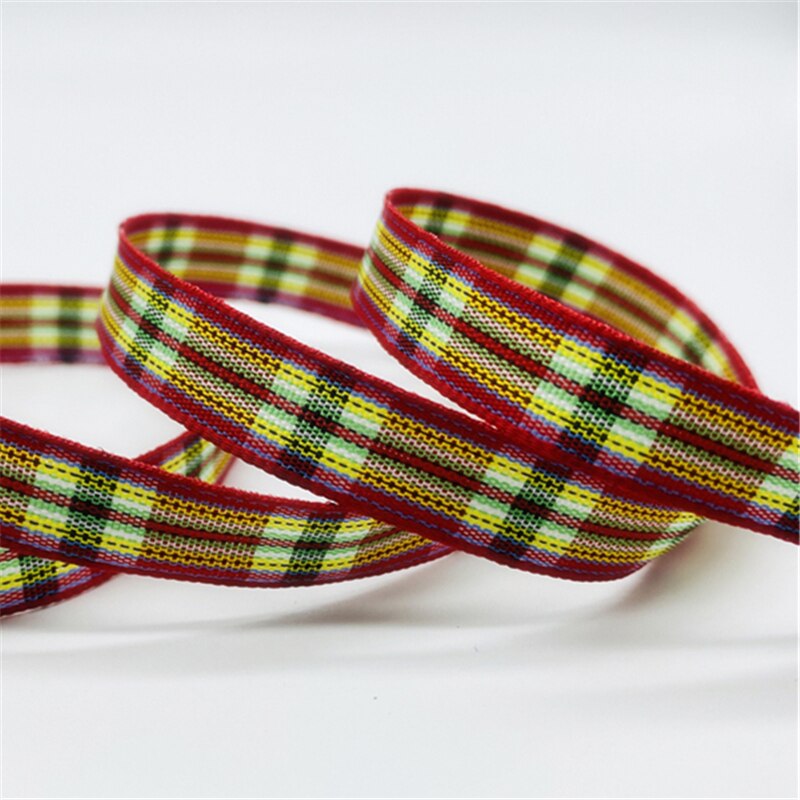 5 yardas 10MM cinta de tela escocesa de cuadros de la cinta para el cabello arco Partido de la decoración de la Navidad envoltorio de para DIY: 10