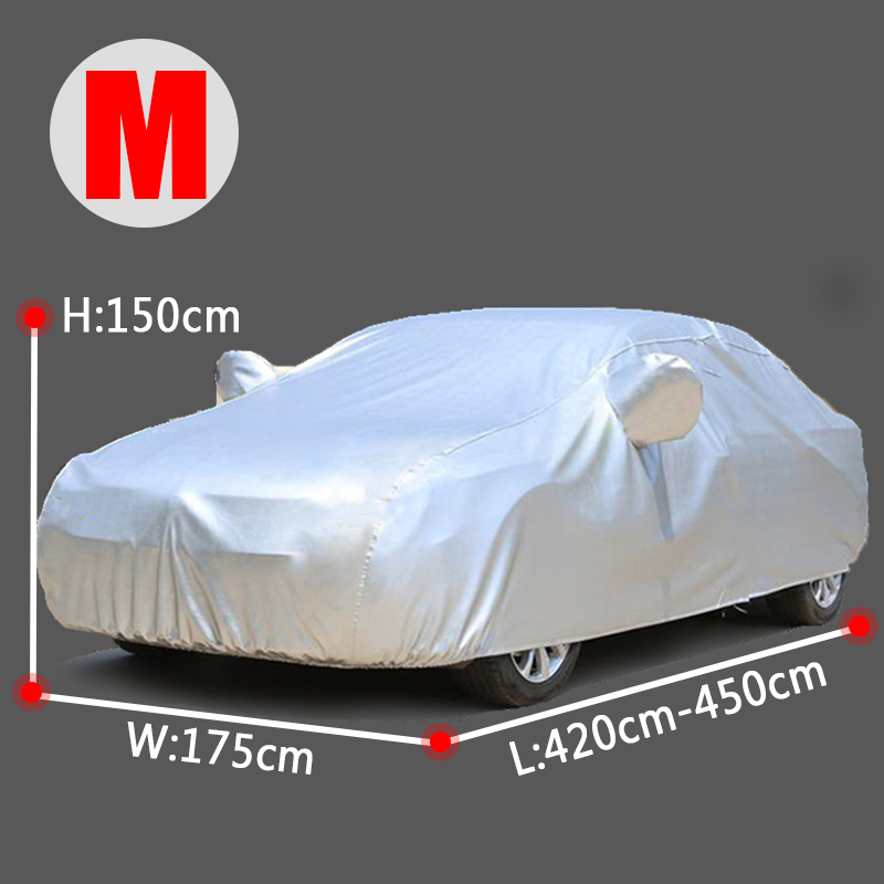 Las fundas para autos para el invierno a prueba de agua del parabrisas Protección completa de la cubierta de nieve Bache Voiture Funda Térmica Coche Auto Accesorios para el coche: M