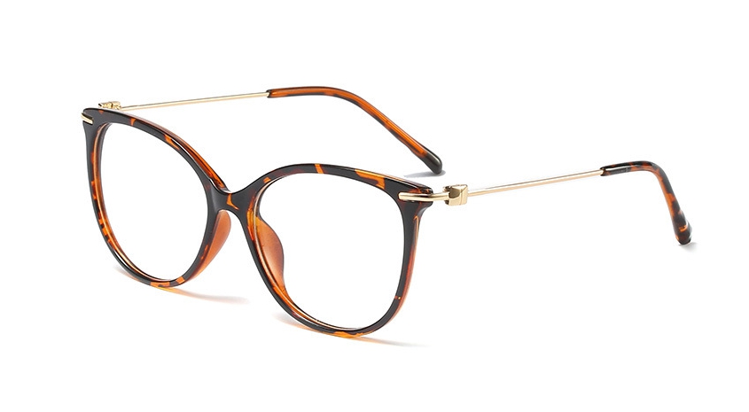 45772 Cat Eye Retro Glasses Frames Men Women Optical Computer Glasses: C2 leopard clear