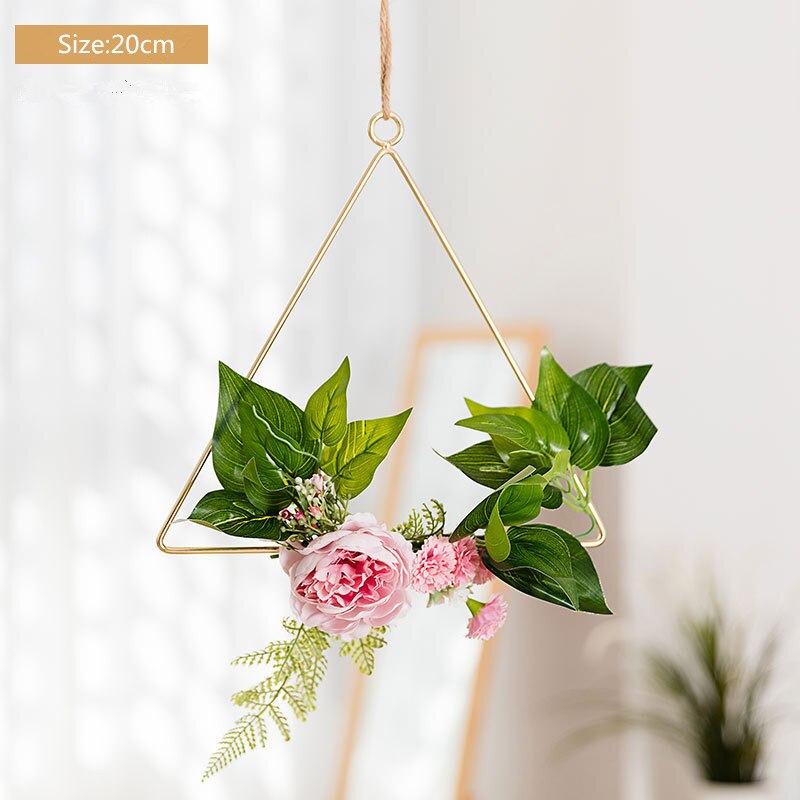 Cilected Smeedijzeren Muur Opknoping Decoratie Guirlande Hennep Touw Opknoping Kunstmatige Bloem Krans Voor Bruiloft Wandkleden Decor: A073R06