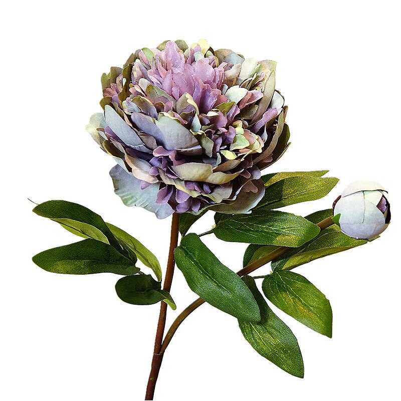 Luksus versailles palace pæon kunstige blomster gren med blade silke pæoner blomster kunstige hjem bryllup dekoration: E