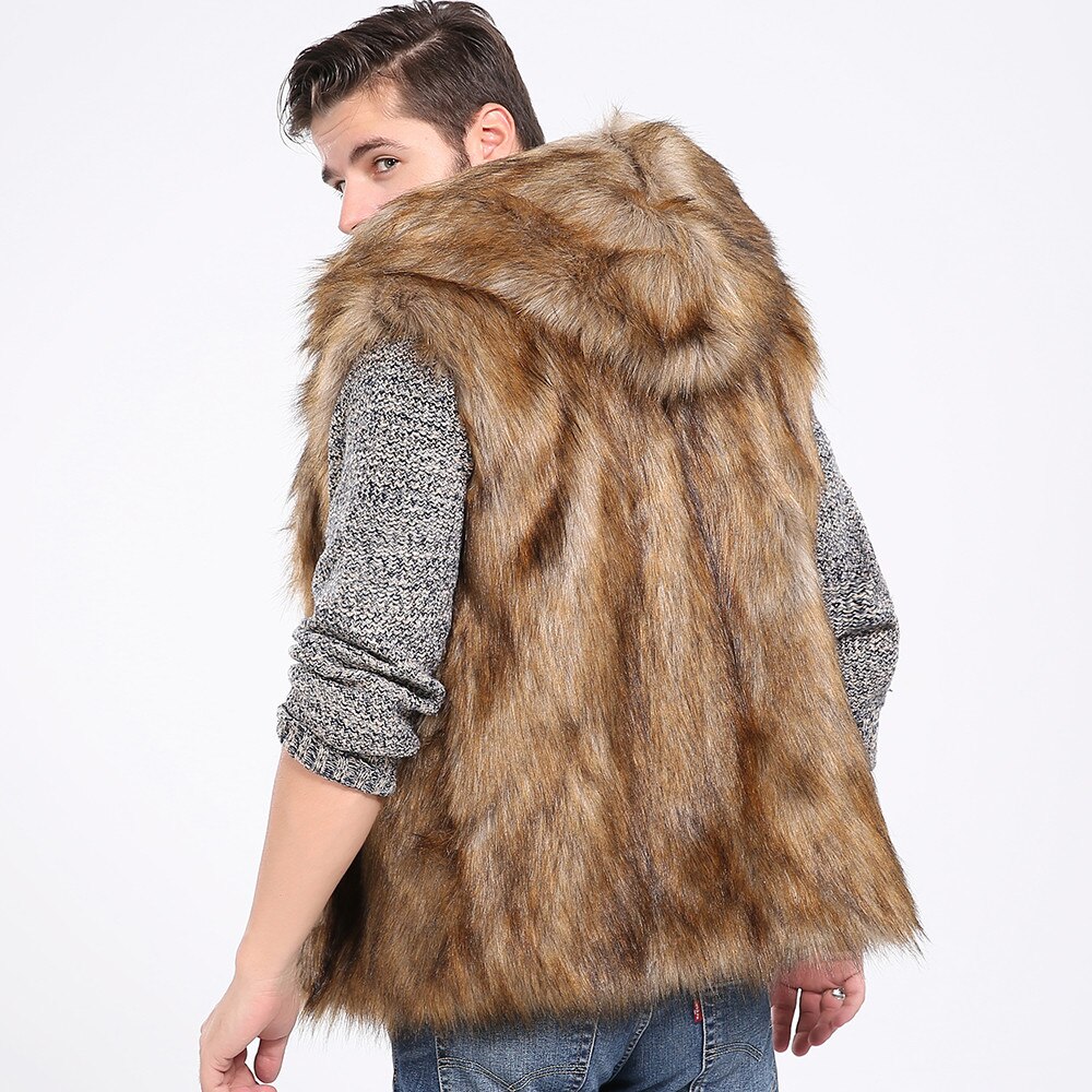 Men Faux Fur Vest Male Jacket Warm Winter Sleeveless Coat Luxury Faux Fur Waistcoat Gilet 6880