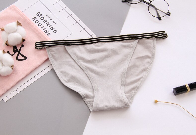 5pcs/lot girls combed cotton underwear women's women's briefs side of the pure color pants B05