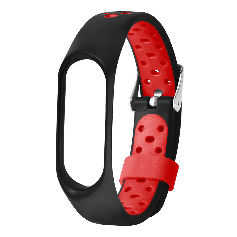 Ersatz Gurt Für xiaomi mi Band 4 3 Bunte Leder M Band 4 3 Metall Gurt PU Edelstahl Armbinde für mi Band 4 3 Armbänder: A schwarz-rot